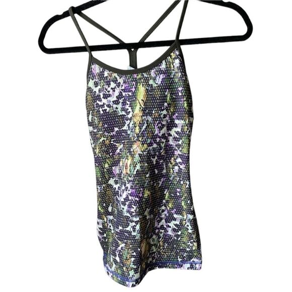 Lululemon Women’s Power Y Green Luon Retro Floral Athletic Workout Tank Size 2 - Picture 1 of 5